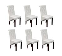 Ziaphsol Chaises à Manger Lot de 6 Blanc Similicuir, Meubles de Salle à Manger Confortables, Design Vintage, ergonomiques, avec Pieds en Bois Solide pour Cuisine, Salon, comptoir ou ilot Central