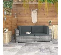 Ziaphsol Chaises d'angles Lot de 2 avec Coussins, canapé modulable en résine tressée Gris, fauteuils sectionnels 70 x 70 x 54 cm pour Jardin terrasse Balcon Patio véranda Lounge, Assise Confortable