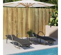 Ziaphsol Chaises Longues Lot de 2 en résine tressée Gris Clair avec Coussins, Dossier inclinable à 3 Positions, Cadre Acier Enduit de Poudre, Bain Soleil pour Jardin terrasse Balcon Piscine et Plage