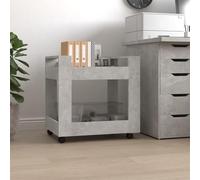 Ziaphsol Chariot de bureau gris béton 60 x 45 x 60 cm Chariot à roulettes en bois avec 4 roulettes deux freins, bac à roulettes avec 2 compartiments ouverts pour bureau et salle à manger