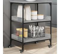Ziaphsol Chariot de cuisine gris Sonoma - 60 x 41 x 80,5 cm - Cadre en acier - Avec 4 roulettes dont 2 avec freins - Chariot de service à roulettes pour la cuisine