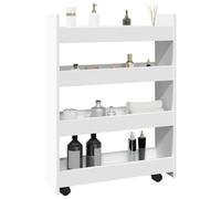 Ziaphsol Chariot de rangement étroit blanc en bois - 4 étages - 60 x 20 x 82 cm - Avec roulettes et frein - Pour cuisine, salle de bain, salon