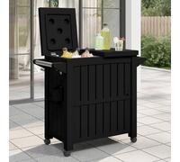 Ziaphsol Chariot de service 3 en 1 noir en polypropylène 102 x 46 x 86,5 cm avec seau à glace de 80 l, roulettes avec frein, étagère et glacière