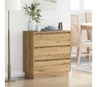 Ziaphsol Chêne Artisanal Bedroom Cabinet 71 x 34.5 x 75 cm with LED String Lights Modern Wooden Bedside Table with Drawers for Bedroom Decor and Storage