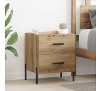 Ziaphsol Chêne Artisanal Bedside Cabinet 40 x 35 x 47.5 cm with Drawer Modern Wooden nightstand for Bedroom Decor Durable Engineered Wood and Black Metal Legs