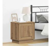 Ziaphsol Chêne Artisanal Bedside Table 2 Piece Set with LED Lighting USB Port Storage Shelf Vintage Modern Rustic Bedroom Furniture for Adult and Children's Rooms
