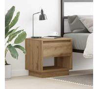 Ziaphsol Chêne Artisanal nightstand 45 x 34 x 44 cm Engineered Wood Rustic Bedroom Side Table with Drawer for Modern Or Traditional Decor