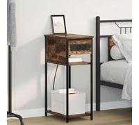 Ziaphsol Chêne fumé Bedside Table with Charging Station 41 x 28 x 76 cm Engineered Wood Bedroom Furniture with Storage Shelves and Modern Rustic Design Suitable for Bedroom Or Living Room