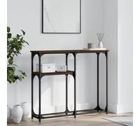 Ziaphsol Chêne Marron Console Table 90x22.5x75 cm with Wood and Metal Construction for entryway, Living Room Or Hallway, Featuring Spacious Storage, Adjustable Legs, and Industrial Style