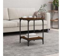 Ziaphsol Chêne Marron Wood Engineering Coffee Table 40x40x55 cm with Metal Frame Modern Vintage Style for Living Room Bedroom with Storage Shelf and Stable Design