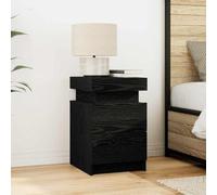 Ziaphsol Chêne Noir Bedside Cabinet 35 x 39 x 55 cm Engineered Wood Modern Bedroom Furniture with LED Lighting USB Port Storage Drawers for Bedroom Decor
