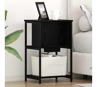 Ziaphsol Chêne Noir Bedside Cabinet 38 x 31 x 61 cm Engineered Wood with Storage Shelf Charging Station Modern Rustic Bedroom Furniture