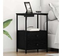 Ziaphsol Chêne Noir Bedside Cabinet 40 x 31 x 60 cm with Integrated Charging Station Wood Engineered Durable Modern Rustic Bedroom Furniture for Bedside Table Or Storage Solution