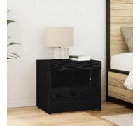 Ziaphsol Chêne Noir Bedside Cabinet 50 x 40 x 45 cm Engineered Wood Modern Rustic nightstand with LED Lighting Storage Drawer and Shelf Suitable for Bedroom Living Room Or Dorm