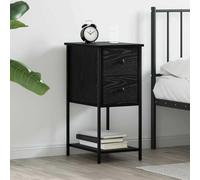 Ziaphsol Chêne Noir Bedside Table 32 x 42 x 70 cm Engineered Wood Modern Bedroom Storage with Drawer and Shelf for Living Room Dorm Room Adult Child Furniture