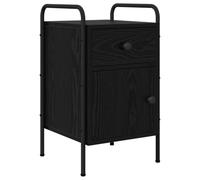Ziaphsol Chêne Noir Bedside Table 35 x 36.5 x 61 cm Engineered Wood Modern Industrial Design with Reversible Door Sturdy Steel Frame Adjustable Feet Bedroom Living Room Furniture