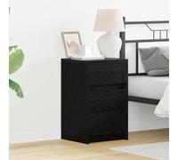 Ziaphsol Chêne Noir Bedside Table 38 x 34 x 61 cm Engineered Wood Modern Bedroom Furniture with Three Drawers Ideal for Small Spaces Contemporary Design Durable Storage Solution