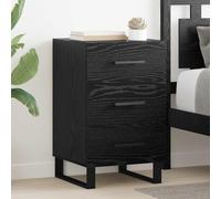 Ziaphsol Chêne Noir Bedside Table 40x40x66 cm Engineered Wood Storage Drawer Rustic Modern Bedroom Furniture for Living Room Or Dorm with Sturdy Square Steel Legs
