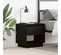 Ziaphsol Chêne Noir Bedside Table with Drawer 45 x 34 x 44 cm Engineered Wood Rustic Style for Bedroom Living Room Small Space Storage