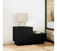 Ziaphsol Chêne Noir Bedside Table with Drawer 70 x 36 x 40.5 cm Modern Wood nightstand with LED Light USB Port Storage Bedroom Living Room Vintage Scandinavian Style