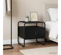 Ziaphsol Chêne Noir Bois d'ingénierie Table de Chevet Moderne avec tiroir Grand Espace Rangement Design Contemporain pour Chambre Salon dortoir Adulte Enfant