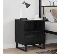 Ziaphsol Chêne Noir Modern Bedside Table 40 x 35 x 50 cm Engineered Wood with Drawer Sturdy Metal Legs Suitable for Bedroom Or Living Room Decor Versatile Compact Storage Furniture