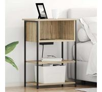 Ziaphsol Chêne Sonoma Bedside Cabinet with Charging Station Modern Rustic Nightstand with Storage and Shelves for Bedroom Living Room Durable Wood Engineering