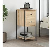 Ziaphsol Chêne Sonoma Bedside Table 32x42x70 cm Wooden Engineering Modern Vintage Nightstand with Storage and Adjustable Feet for Bedroom and Living Room