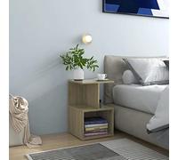 Ziaphsol Chêne Sonoma Bedside Table 35x35x55 cm Wooden Nightstand with Open Compartments Modern Scandinavian Bedroom Furniture for Adult and Child Use