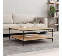 Ziaphsol Chêne Sonoma Coffee Table 100x100x40 cm with Wooden Engineering Surface Metal Frame Modern Vintage Design for Living Room Lounge and Home Decor