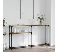 Ziaphsol Chêne Sonoma Console Table 145x22.5x75 cm with Metal Frame Modern Industrial Design for Entryway Living Room Or Hallway Durable Wood Engineering Furniture