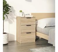 Ziaphsol Chêne Sonoma Modern Bedside Table with Three Drawers and Robust Surface 40x36x65 cm for Bedroom Lounge Or Living Room, Durable Wood Engineering with Wall Fixation