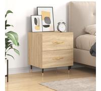Ziaphsol Chêne Sonoma Nightstand 40x35x47.5 cm Wooden Bedroom Side Table with Storage Drawers Modern Scandinavian Design for Bedroom Living Room