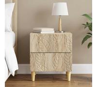Ziaphsol Chêne Sonoma Nightstand 43 x 34.5 x 48 cm Modern Wooden Bedside Table with Drawer and Storage Eucalyptus Legs for Bedroom Living Room Compact Furniture