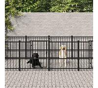 Ziaphsol Chenil d'extérieur pour Chiens en Acier Enduit de Poudre 15,02 m² avec Portes verrouillables Grand Espace de Jeu et de Repos idéal pour sécurité, Protection, élevage et Dressage