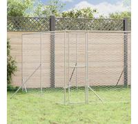 Ziaphsol Chenil d'extérieur pour Chiens en Acier galvanisé argenté 8x4x2 m avec Porte verrouillable pour sécurité et Protection Animaux de Compagnie