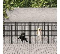 Ziaphsol Chenil d'extérieur Robuste pour Chiens en Acier 9,38 m² avec Porte verrouillable, idéal pour sécurité, Repos, Dressage et élevage, pour Jardin, terrasse ou Cour extérieure