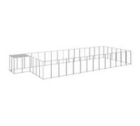 Ziaphsol Chenil en Acier argenté 26,62 m² Grand Espace extérieur pour Chiens Refuge Robuste avec Porte verrouillable, Toit résistant à l'eau et UV idéal pour Jardin terrasse sécurité