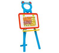 Ziaphsol Chevalet 2 en 1 pour enfants avec tableau noir et tableau d'écriture, tableau éducatif magnétique en PP et PE, 45 x 41 x 94 cm, avec étagère, pinces et accessoires pour peinture, écriture et