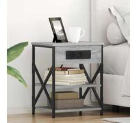 Ziaphsol Chevet de Style Industriel en Bois d'ingénierie Gris Sonoma avec Station de Recharge intégrée, 2 pièces, Dimensions 41 x 31 x 51 cm, Meuble de Chambre Moderne avec Rangement et étagères