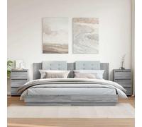 Ziaphsol Chevet Table Appoint 2 pcs Sonoma Gris Bois d'Ingénierie 40x35x62.5cm Modern Scandinavian Bedroom Lounge Furniture with Storage Drawers for Living Room Or Kids Room