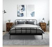 Ziaphsol Chevet Table Appoint with Storage in Rustic Chêne Fumé Finish 2 Pieces 40x42x60 cm Wood and Metal for Bedroom Living Room Modern Vintage Style