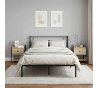 Ziaphsol Chevet Table de Nuit en Bois d'ingénierie avec Cadre en Acier galvanisé pour Chambre Moderne Vintage scandinave Industriel avec tiroir Rangement et poignées en métal Noir