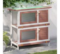 Ziaphsol Clapier à lapin en bois avec 4 portes, 2 niveaux, toit imperméable, 90 x 45 x 90 cm, pour intérieur et extérieur, cage pour petits animaux avec tiroirs et grille métallique