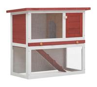 Ziaphsol Clapier à lapin en bois rouge, 1 porte, 90 x 45 x 80 cm, résistant aux intempéries avec rampe, bac de sol extensible et enclos pour intérieur, jardin, balcon ou appartement