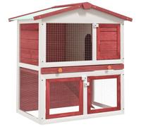 Ziaphsol Clapier d'extérieur 3 Portes en Bois Rouge avec Grillage métallique pour Lapins et Petits rongeurs, Habitat spacieux avec Toit, Facile à Assembler et résistant aux intempéries