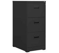 Ziaphsol Classeur Anthracite 46x62x102,5 cm en Acier avec 3 tiroirs Suspendus, Serrure, capacité 135 kg, Rangement de dossiers A4 et légal pour Bureau Maison ou étude