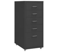 Ziaphsol Classeur Mobile Anthracite 28x41x69 cm en métal avec 5 tiroirs, roulettes, poignées en métal, idéal pour Rangement de Documents, dossiers, fichiers dans Bureau ou Maison