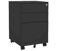 Ziaphsol Classeur Mobile Anthracite 39x45x60 cm en Acier avec 3 tiroirs à Fermeture Douce Serrure Porte-Crayons et Roues pour Bureau Maison Rangement