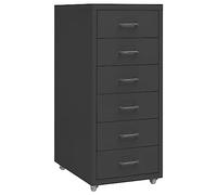 Ziaphsol Classeur Mobile en métal Anthracite 28x41x69 cm avec 6 tiroirs, roulettes, poignée en métal, idéal pour Rangement de dossiers, Documents, Archives, Bureau, Maison, étude, Chambre